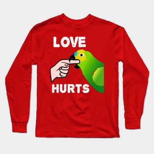 Love Hurts Blue Front Amazon Parrot Biting  (Ver.1) Long Sleeve T-Shirt